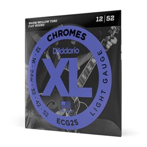 D'Addario ECG25 Chromes Flat Wound Electric Guitar Strings, Light, 12-52