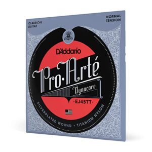 D'Addario EJ45TT ProArte DynaCore Classical Guitar Strings, Titanium Trebles, Normal Tension