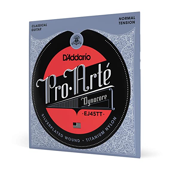 D'Addario EJ45TT ProArte DynaCore Classical Guitar Strings, Titanium Trebles, Normal Tension