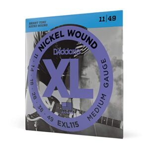 D'Addario EXL115 Nickel Wound 11-49 Medium Electric Guitar Strings