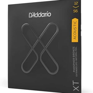 D'Addario Guitar Strings - Coated Acoustic Guitar Strings - XT Phosphor Bronze - For 6 String Guitar - Extended Life, Natural Feel - XTAPB1256 - Lt. Top/Hvy Bottom, 12-56
