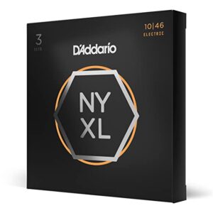 D'Addario NYXL1046 Nickel Plated Electric Guitar Strings, Light, 3 Sets