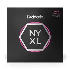 D'Addario NYXL45130SL Nickel Wound Bass Guitar Strings, Regular Light 5-String, Super Long Scale
