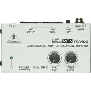 Behringer MICROMON MA400 Compact Monitor Headphone Amplifier with Microphone Input and Accessory Bundle w/Closed-Back Headphones + More